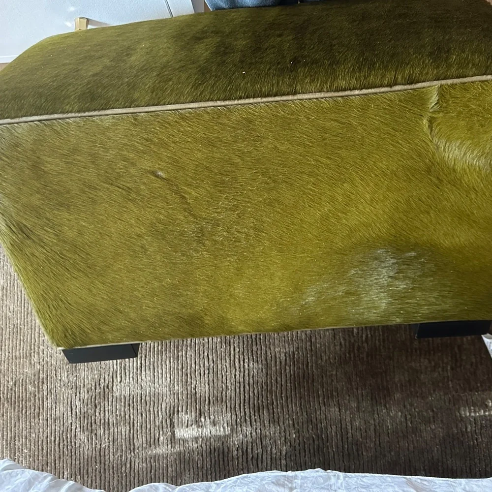 Crate & Barrel Hide Ottoman in Evergreen